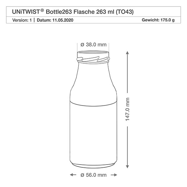 263ml Bouteille sans bouchon (TO43) UNiTWIST
