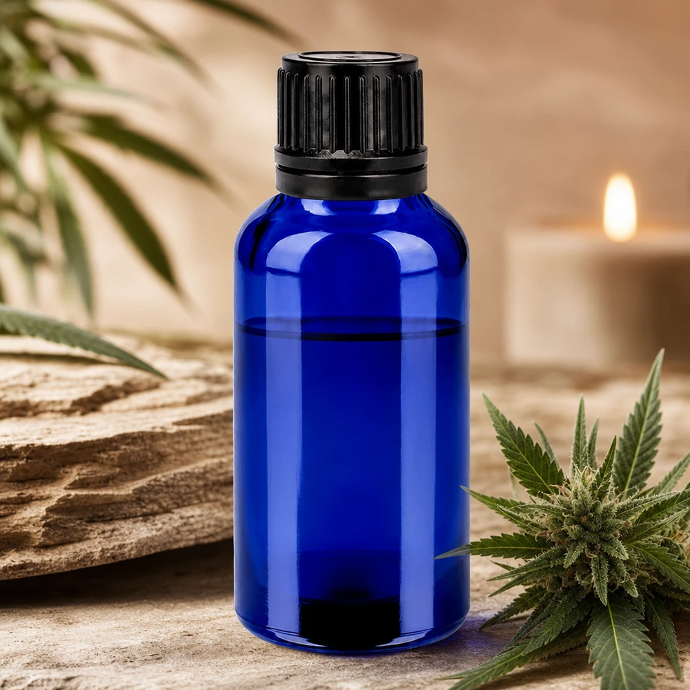 Flacon 30ml 11mm SV noir OV BlueLine UT18/30 Elégant flacon BlueLine de 30 ml avec bouchon SV à l'épreuve des enfants pour une conservation en toute sécurité