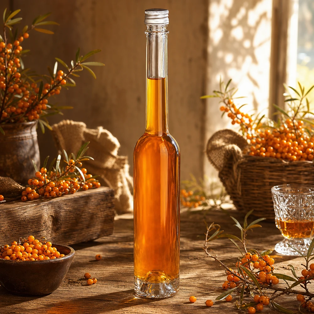 Bouteille en verre Toni étroite de 100 ml avec bouchon à vis argenté - idéale pour les liqueurs faites maison
