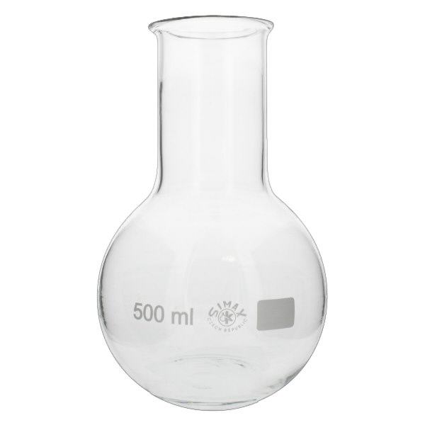 Ballon à fond plat 500 ml à col large, en verre borosilicate avec bord renforcé