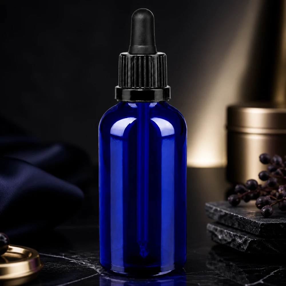 Flacon à pipette 50ml noir OV BlueLine UT18/50 Bouteille en verre de 50 ml avec pipette de précision pour une application précise des teintures.