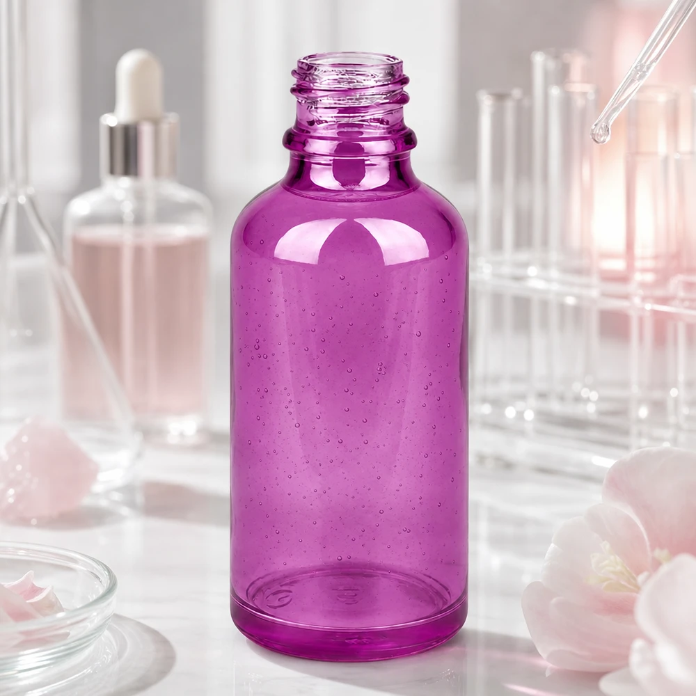 Bouteille à pharmacie de 50ml PurpleLine UT18/50 UNiTWIST Elégant flacon en verre violet 50ml PurpleLine UT18/50 avec système de fermeture innovant UNiTWIST