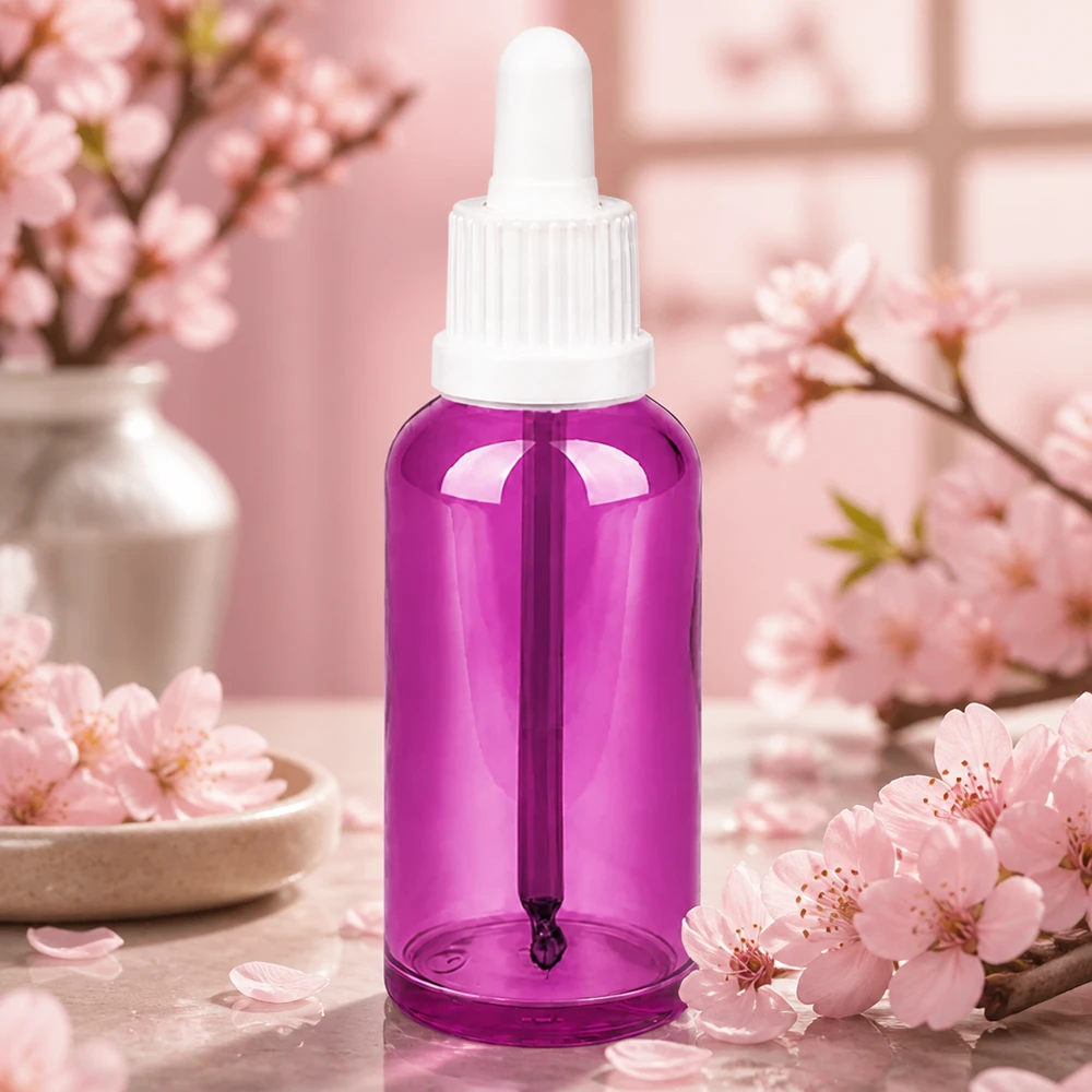 Flacon pipette 50ml blanc originalité bouchon à vis PurpleLine UT18/50 Flacon de 50 ml de haute qualité avec embout pipette, parfait pour l'aromathérapie et le bien-être