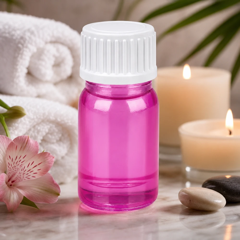 Flacon 5ml (globules) bague de coulée 3mm blanc standard PurpleLine UT18/5 Bouteille en verre PurpleLine de 5 ml avec fermeture de sécurité pour les enfants pour une conservation sûre des essences