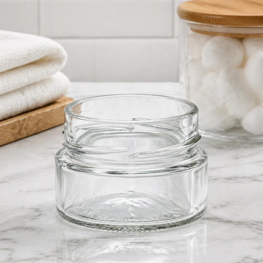 80ml Verre rond sans couvercle (TO58deep) UNiTWIST Bocal en verre rond 80ml avec filetage TO58 bocal transparent pour la cuisine et la conservation