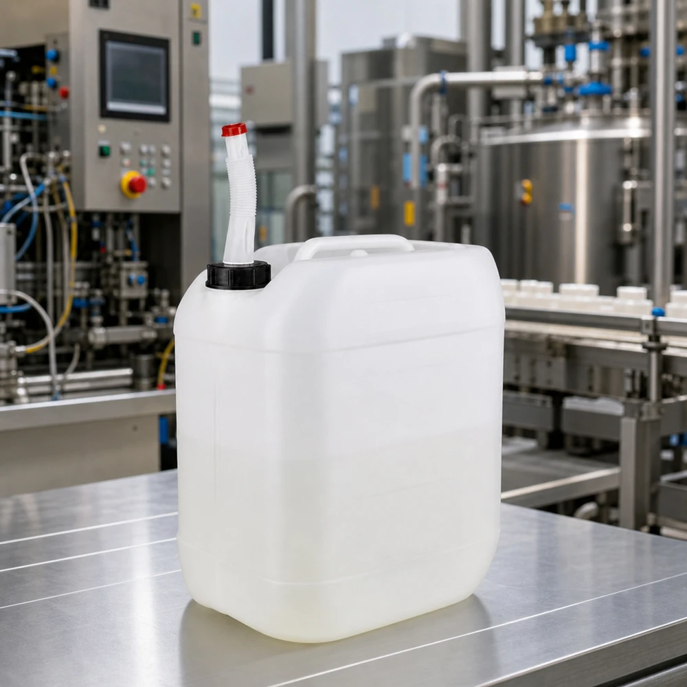Bidon translucide de 20 litres avec bec verseur flexible pour un déversement sûr des liquides