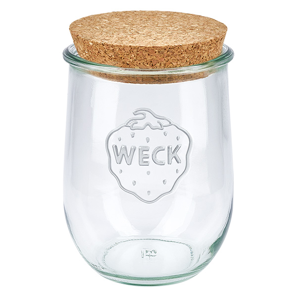 1062ml bocal tulipe WECK RR100 avec bouchon nature WECK Pot tulipe 1062ml RR100 avec bouchon en liège naturel Couvercle Pot de conservation transparent
