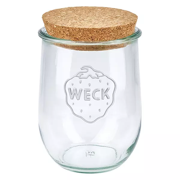 1062ml bocal tulipe WECK RR100 avec bouchon nature WECK Pot tulipe 1062ml RR100 avec bouchon en liège naturel Couvercle Pot de conservation transparent
