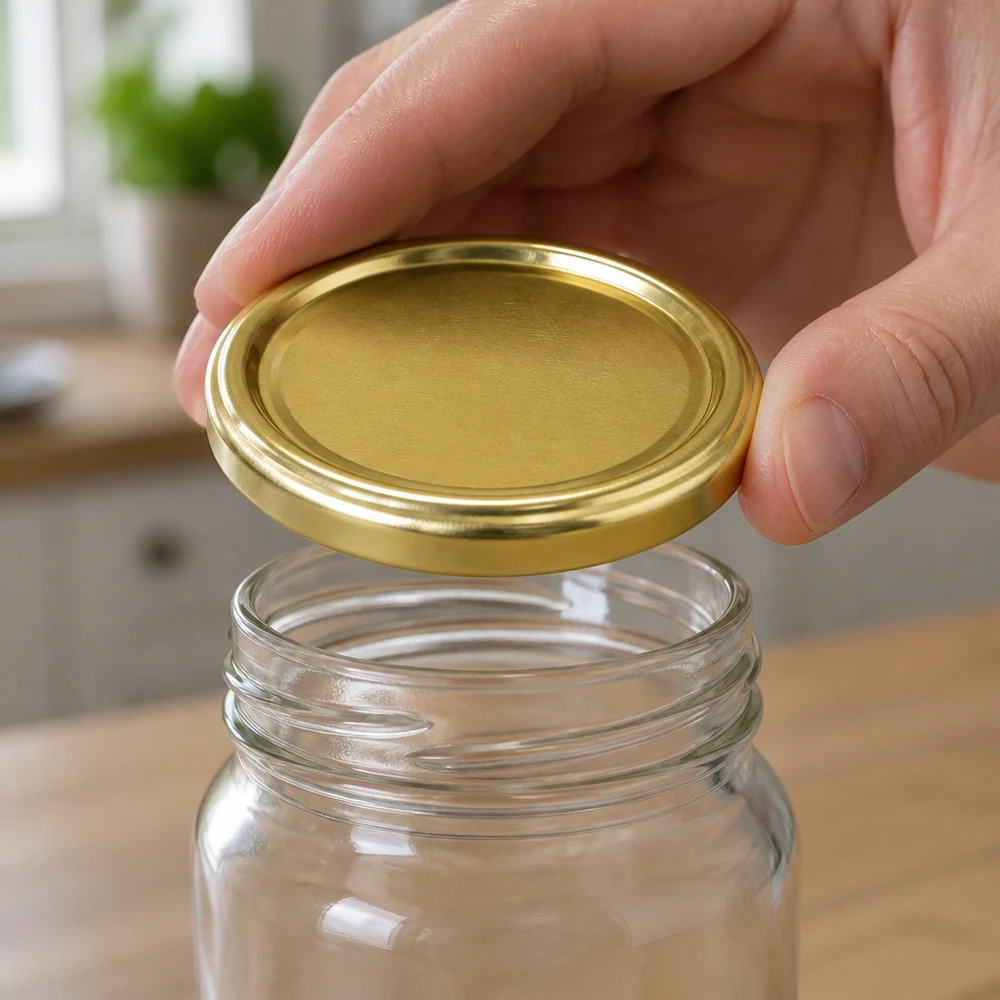 UNiTWIST TO43 or, BioSeal, sans BPA, unitemp Placer le bouchon à vis doré TO43 sur le récipient en verre UNiTWIST BioSeal unitemp