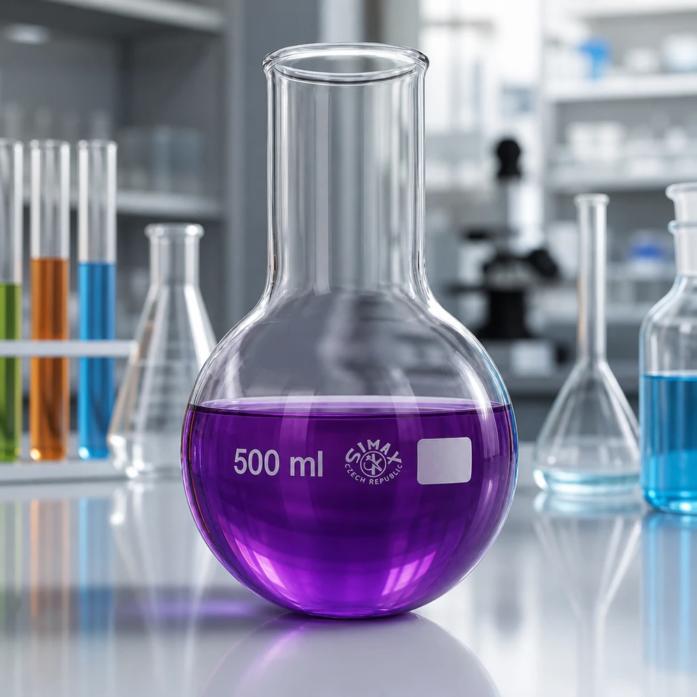 Ballon à fond plat 500ml col large borosilicate avec bord arrondi Ballon rond transparent 500ml col large idéal pour la distillation et la synthèse