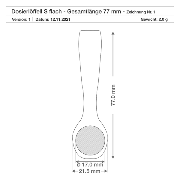 Pelle en bois taille S en forme de cuillère - 77mm de long