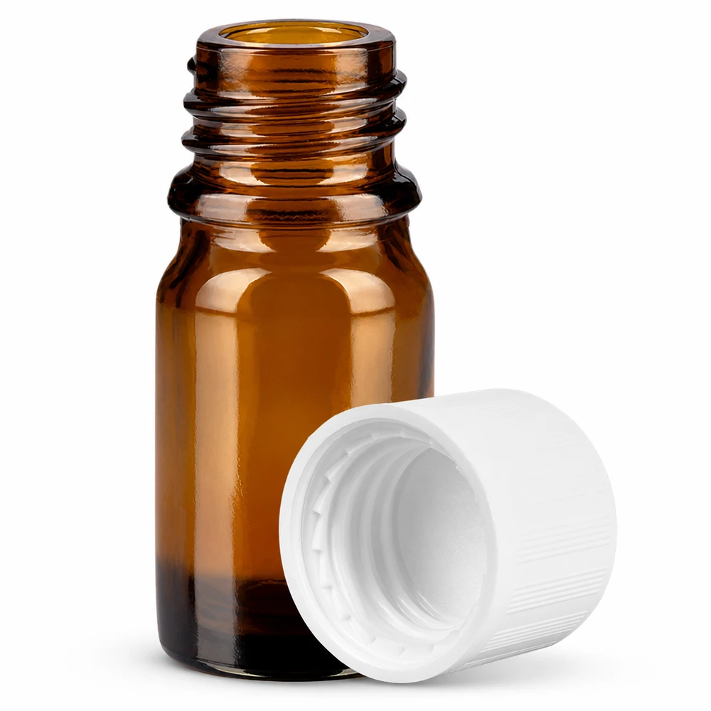 Flacon 5ml 11mm SV w. STD KiSi BrownLine UT18/5 Petit flacon de pharmacie de 5ml en verre brun avec un pas de vis de 11mm pour une protection contre les UV et un stockage sûr