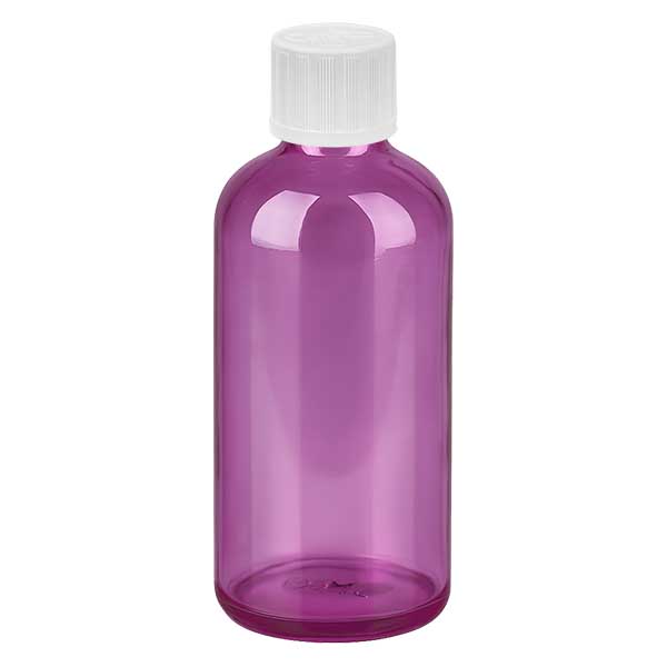 Flacon compte-gouttes 100ml 1,2mm blanc standard sécurité enfant PurpleLine. UT18/100