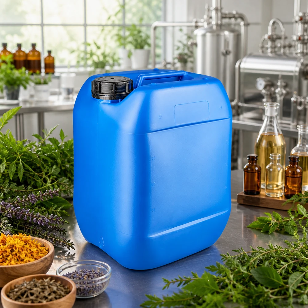 Bidon 10 litres bleu avec bouchon à vis OV Bidon rectangulaire en plastique de 10 litres, bleu, avec une poignée antidérapante et un bouchon OV