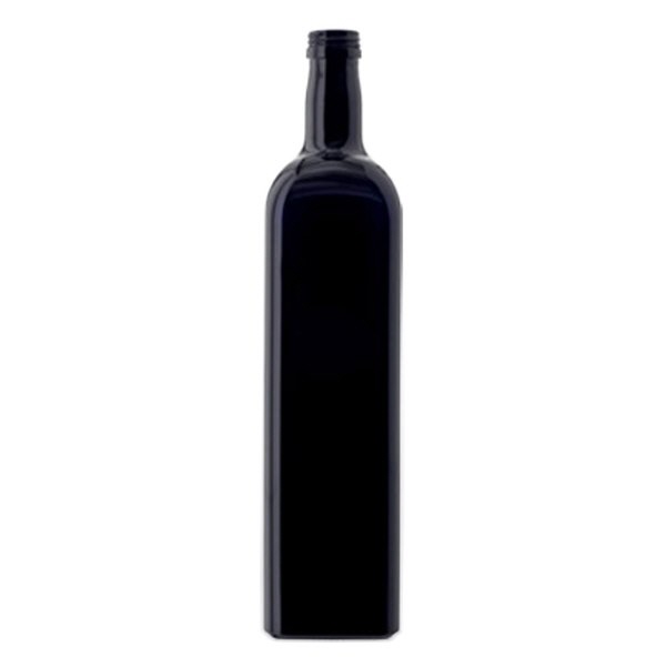 Bouteille d'huile rectangulaire en verre violet 1000 ml, UNI 31,5x24
