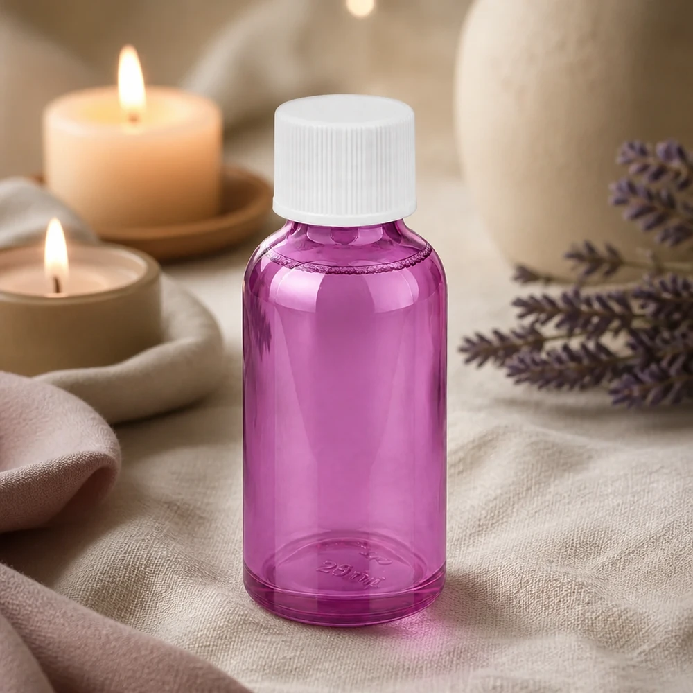Bouteille 30ml 11mm bouchon à vis blanc standard PurpleLine UT18/30 Bouteille en verre violet stérilisable de 30 ml avec bouchon blanc hygiénique pour le laboratoire