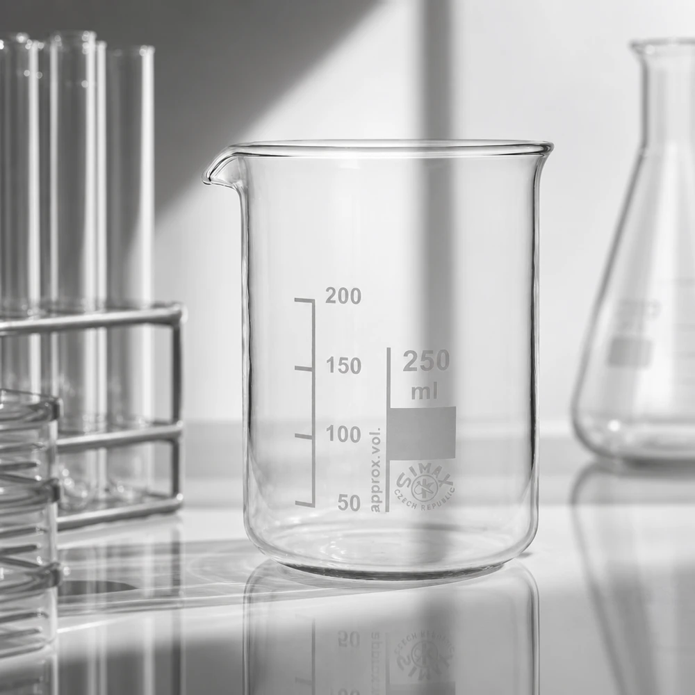 Bécher 250ml en verre borosilicate résistant à la chaleur (forme basse) Verre mesureur précis de 250 ml en verre borosilicaté transparent pour une détermination exacte du volume
