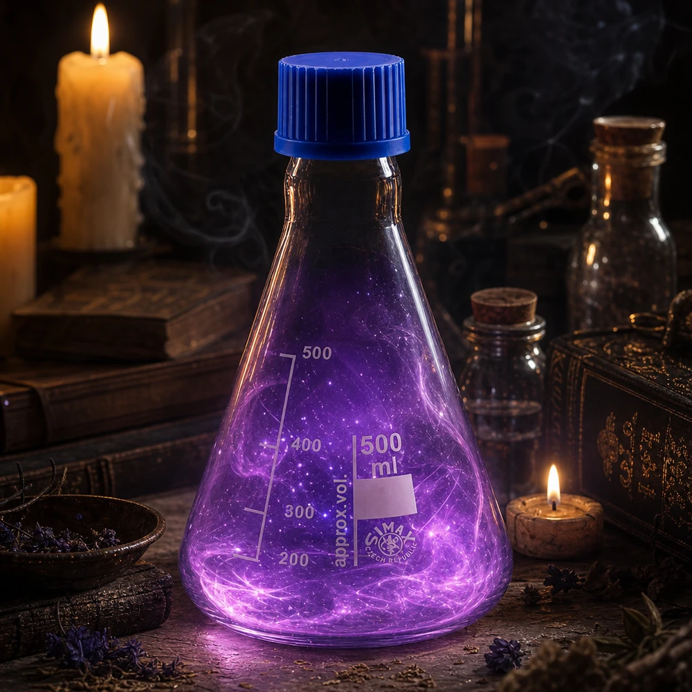 Erlenmeyer 500 ml col étroit, verre borosilicate avec filetage et bouchon Erlenmeyer à col large 500ml en verre de laboratoire robuste avec filetage pratique