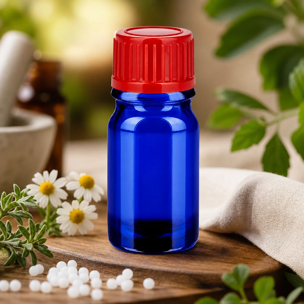 Flacon de 5ml 11mm SV rouge STD BlueLine UT18/5 Flacon en verre bleu de 5 ml avec bouchon rouge à fort contraste pour une identification optimale du produit