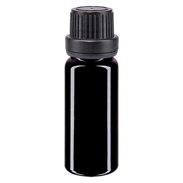 Flacon de pharmacie violet 10ml bouchon compte-gouttes 2mm noir bouchon inviolabilité