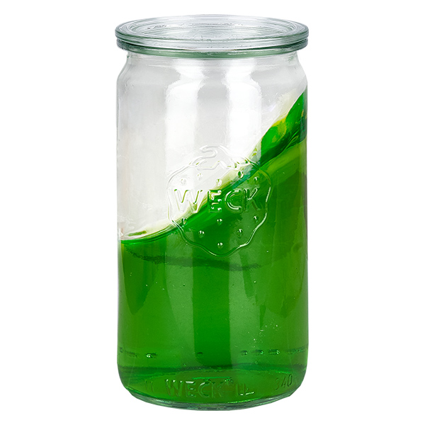 Set de 12 bocaux cylindriques Weck 340ml avec 12 couvercles en verre Set de 12 bocaux cylindriques Weck 340ml avec 12 couvercles en verre