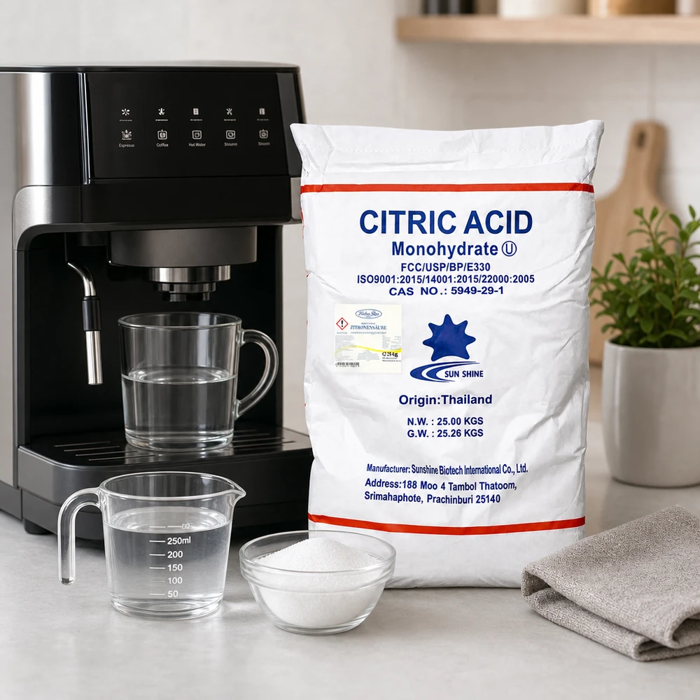 Sun Shine Acide Citrique E330 de Thaïlande - 25kg monohydrate en emballage industriel blanc pour les professionnels
