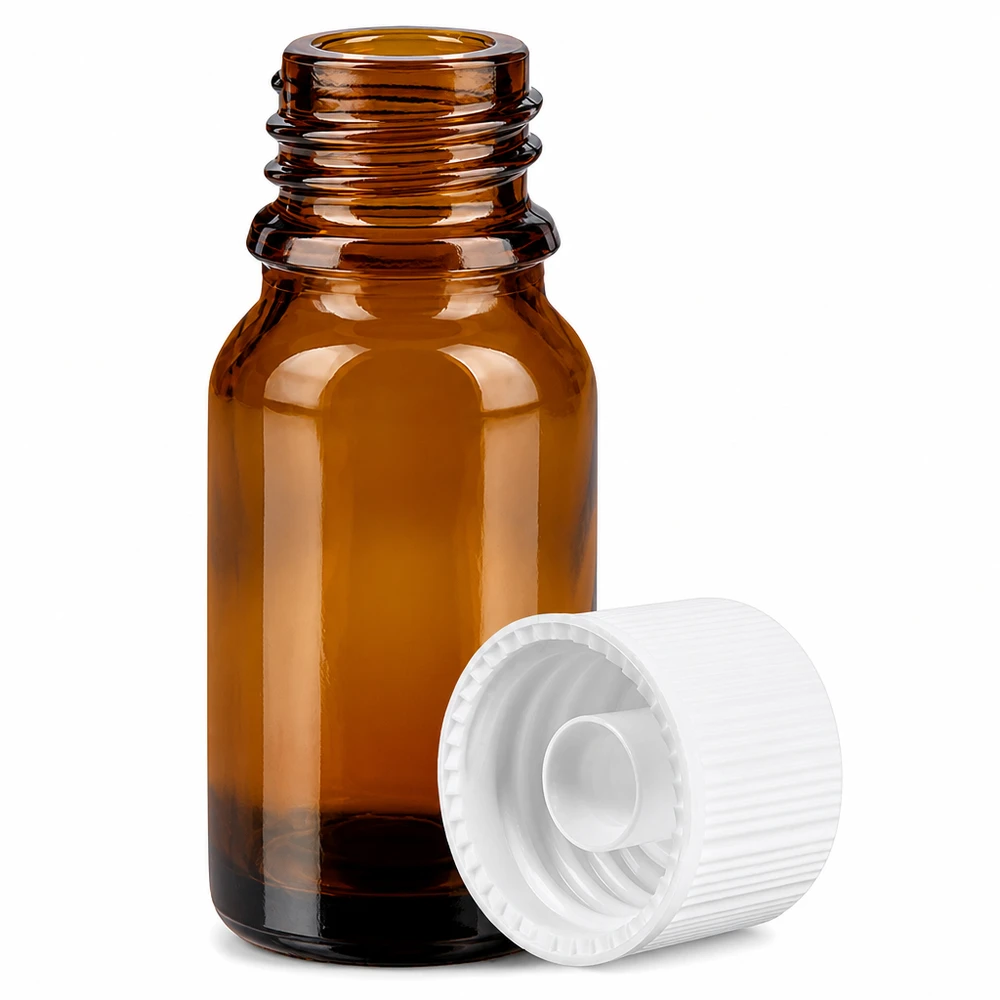 Flacon de 10ml 11mm SV blanc STD BrownLine UT18/10 Flacon en verre brun de 10 ml avec protection UV et bouchon blanc pour les substances sensibles à la lumière