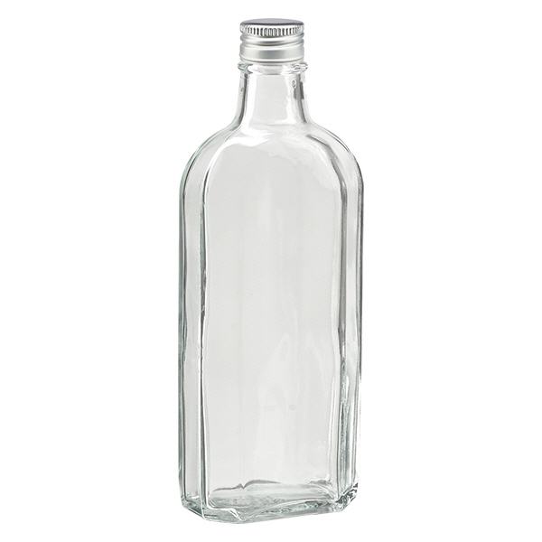 250 ml Meplat transparent avec bouchon alu argent PP22