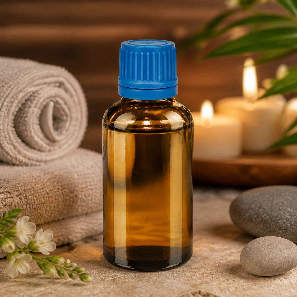 Flacon 50ml 11mm SV bleu OV BrownLine UT18/50 Bouteille en verre de 50 ml, ambrée, avec bouchon bleu robuste, pour substances sensibles.
