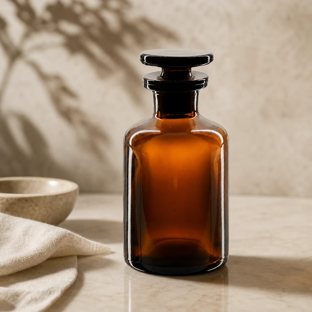 Flacon de pharmacie vintage en verre ambré, 50 ml, à col étroit, à la fois décoratif et fonctionnel, pour les collectionneurs