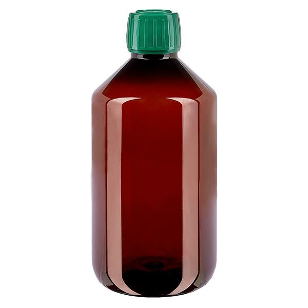 Bouteille PET 500ml avec bouchon vert,bouchon d'inviolabilité