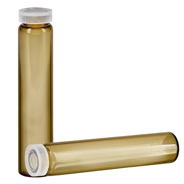 1 tube à échantillon / tube pour essences au bord arrondi, en verre ambré 2 ml 1 tube à échantillon / tube pour essences au bord arrondi, en verre ambré 2 ml