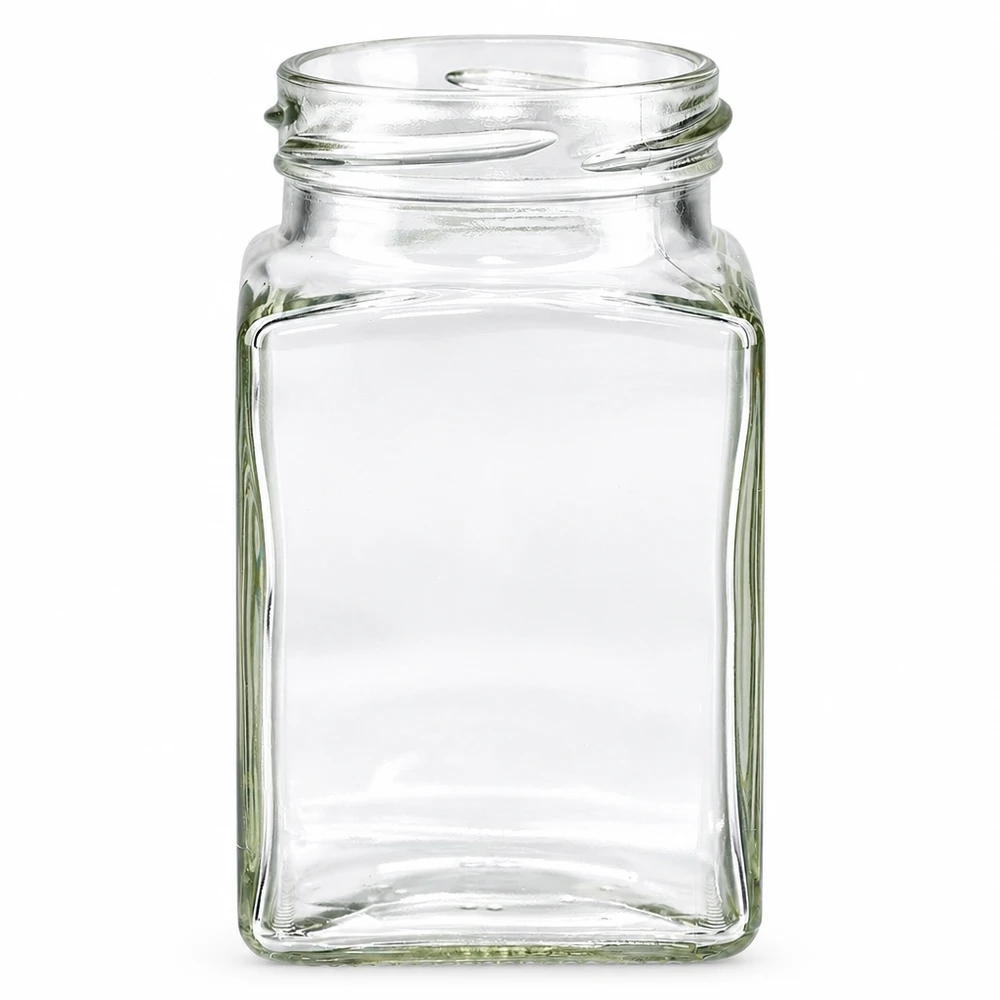 260ml Tetraglas sans couvercle (TO58) UNiTWIST UNiTWIST Tetra260 Bocal carré 260ml transparent Twist-Off Filetage TO58 Bouchon à vis vide