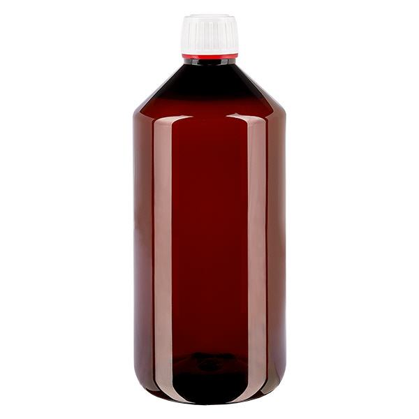 Bouteille PET 1000ml avec bouchon à charnière blanc Bouteille PET 1000ml avec bouchon à charnière blanc