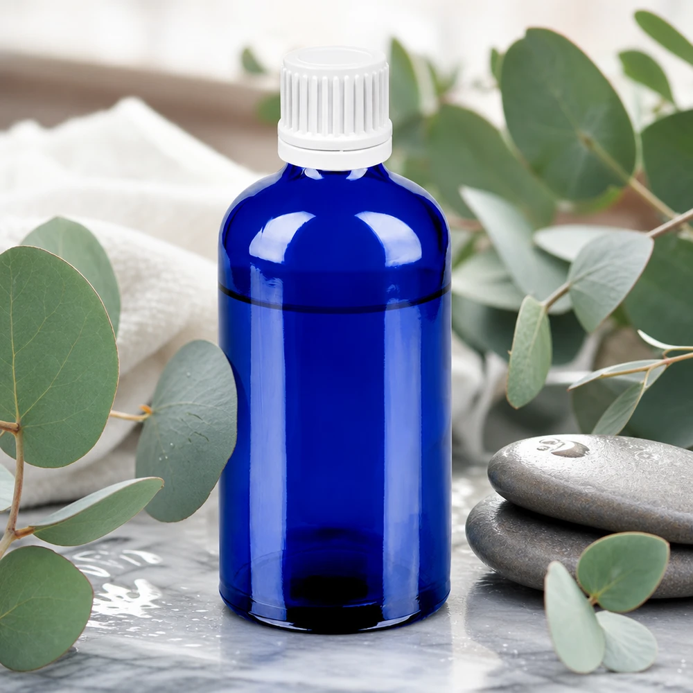 Flacon 100ml 11mm SV blanc OV BlueLine UT18/100 Bouteille en verre BlueLine de 100 ml avec bouchon SV de 11 mm à l'épreuve des enfants pour les produits ménagers