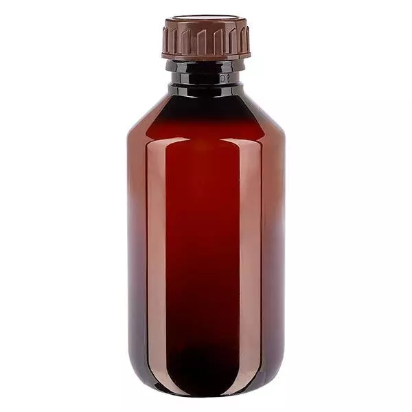 Bouteille PET 200ml avec bouchon marron standard Bouteille PET 200ml avec bouchon marron standard
