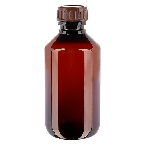Bouteille PET 200ml avec bouchon marron standard Bouteille PET 200ml avec bouchon marron standard