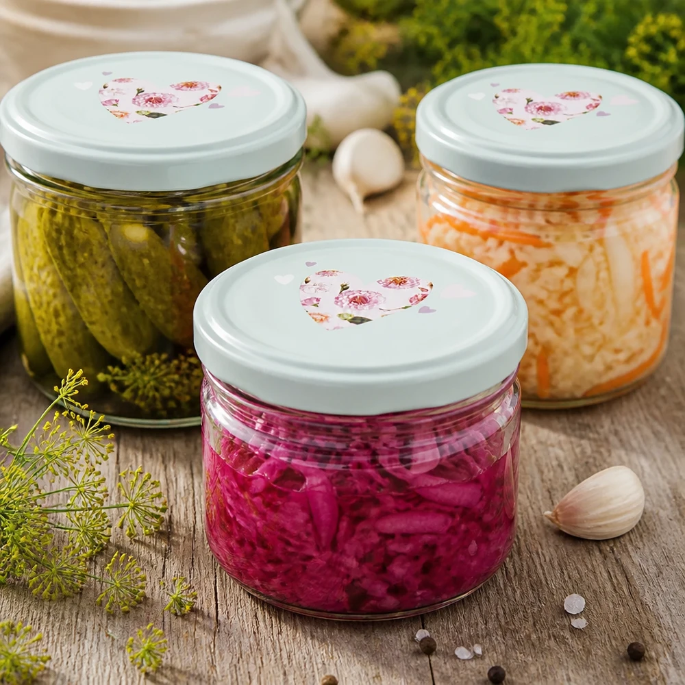 225ml pot BasicSeal menthe couvercle en forme de cœur avec cornichons marinés Choucroute et carottes pour aliments fermentés