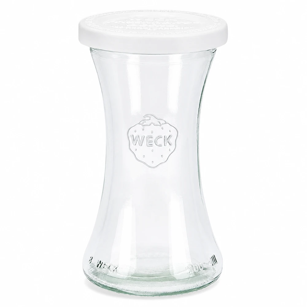 WECK Pot de délicatesse 200ml avec couvercle fraîcheur blanc RR60 Pot de conservation en verre clair avec logo WECK