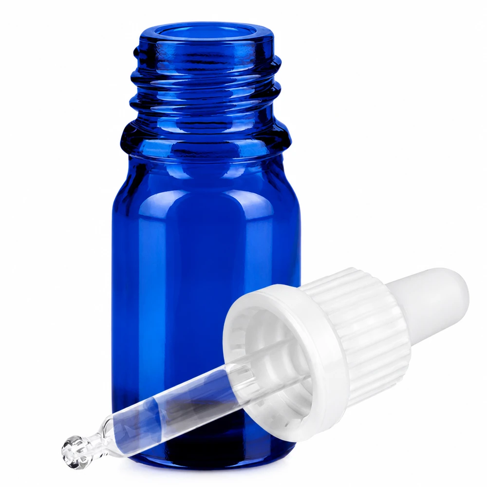 Flacon à pipette 5ml blanc OV BlueLine UT18/5 Flacon compte-gouttes compact bleu 5ml idéal pour l'aromathérapie et les applications en laboratoire