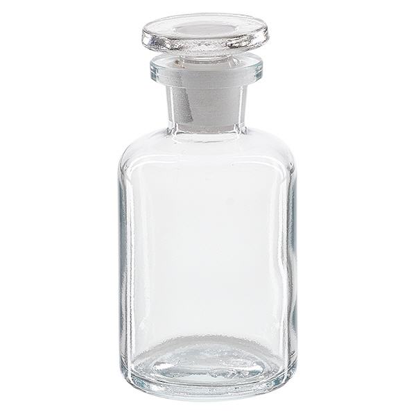 Flacon pharmaceutique 50 ml col étroit en verre clair + bouchon Flacon pharmaceutique 50 ml col étroit en verre clair + bouchon