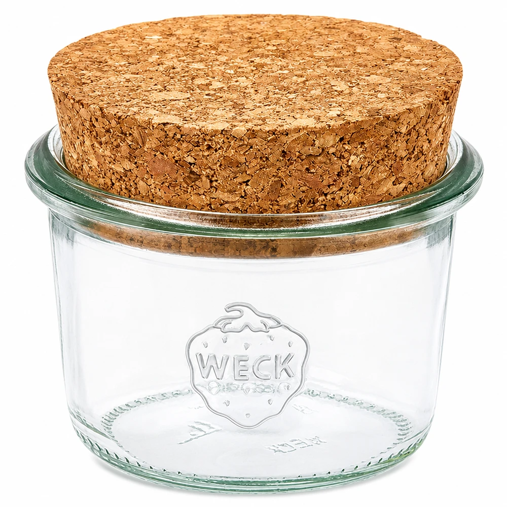 80ml bocal conique WECK RR60 avec bouchon nature WECK Bocal 80ml RR60 avec bouchon en liège naturel Bocal de conservation en verre clair