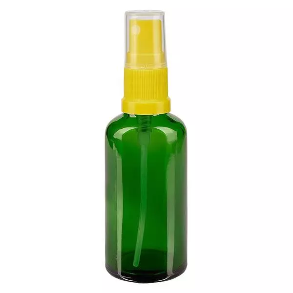 Flacon de pharmacie vert 50ml embout spray jaune Flacon de pharmacie vert 50ml embout spray jaune