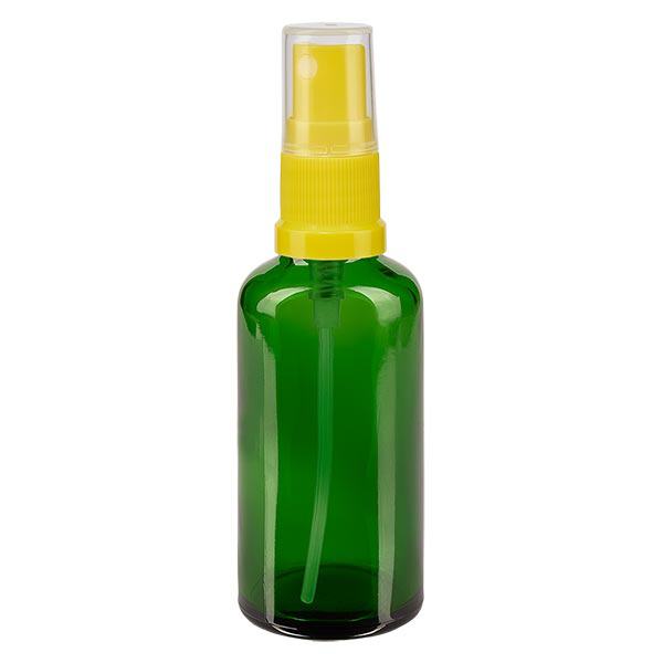 Flacon de pharmacie vert 50ml embout spray jaune