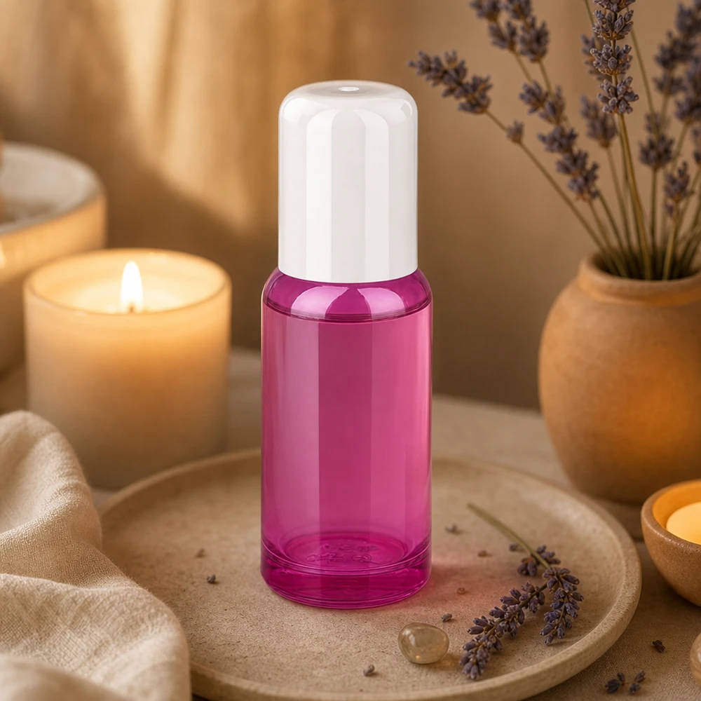 Petit flacon roll-on de 20ml au look pourpre parfait pour les cosmétiques DIY et les huiles essentielles