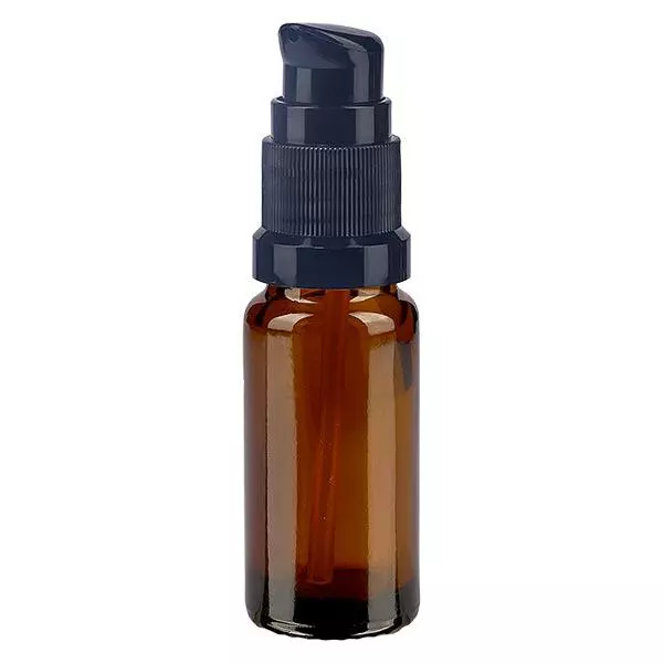 Flacon de pharmacie brun 10ml bouchon pompe noir standard