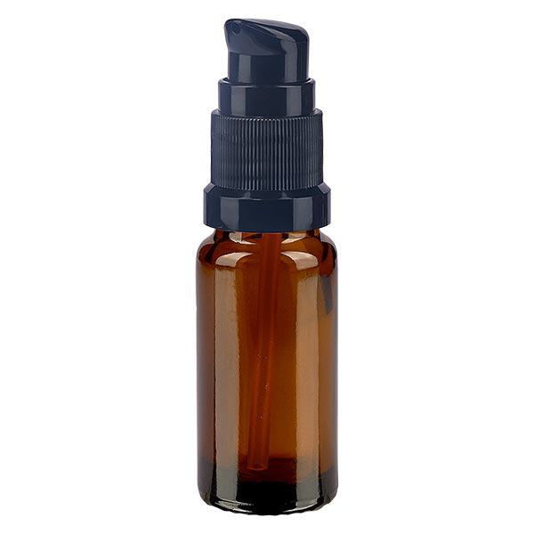 Flacon de pharmacie brun 10ml bouchon pompe noir standard Flacon de pharmacie brun 10ml bouchon pompe noir standard