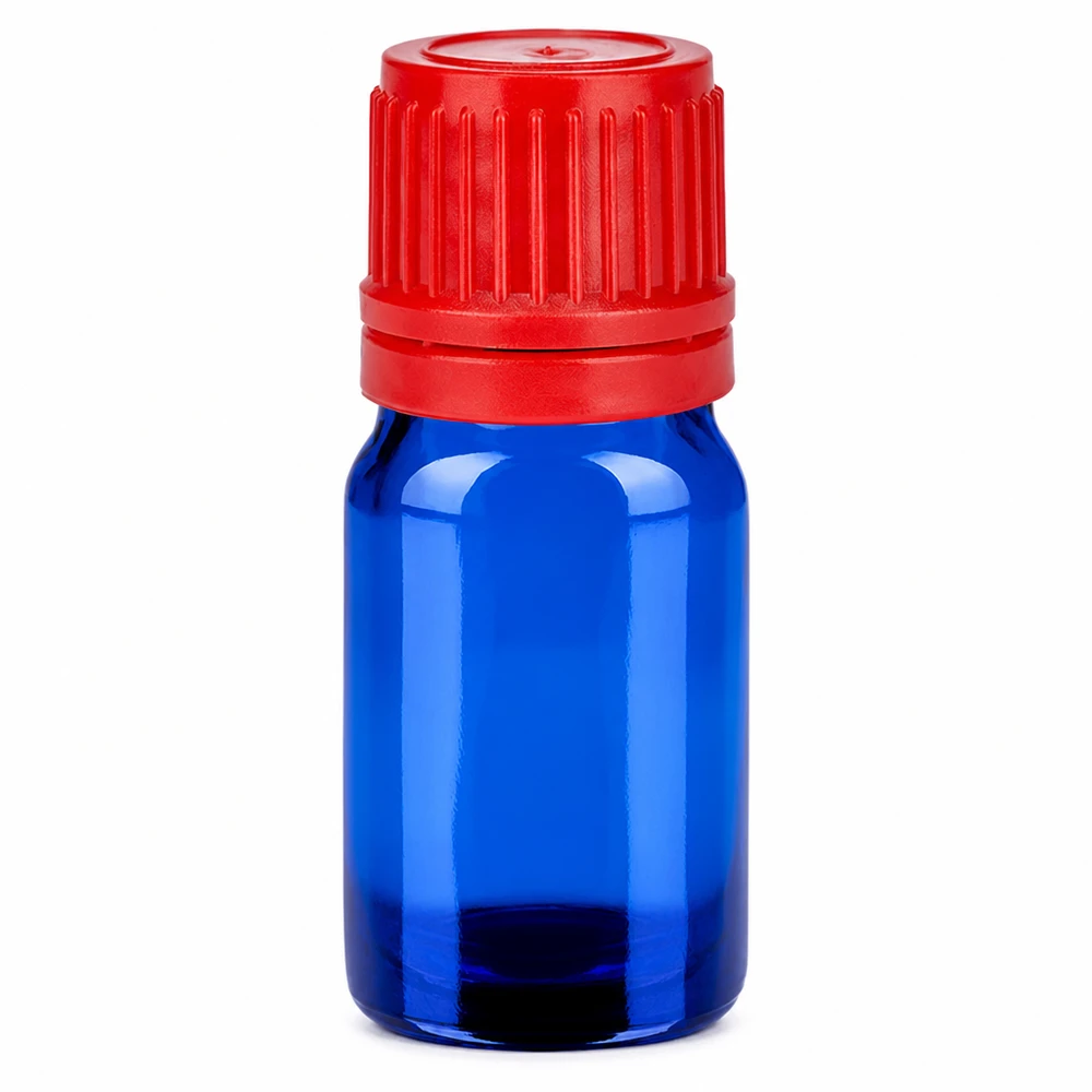 Flacon 5ml 11mm SV rouge OV BlueLine UT18/5 Flacon compact de 5ml avec bouchon compte-gouttes bleu-rouge pour les applications en laboratoire