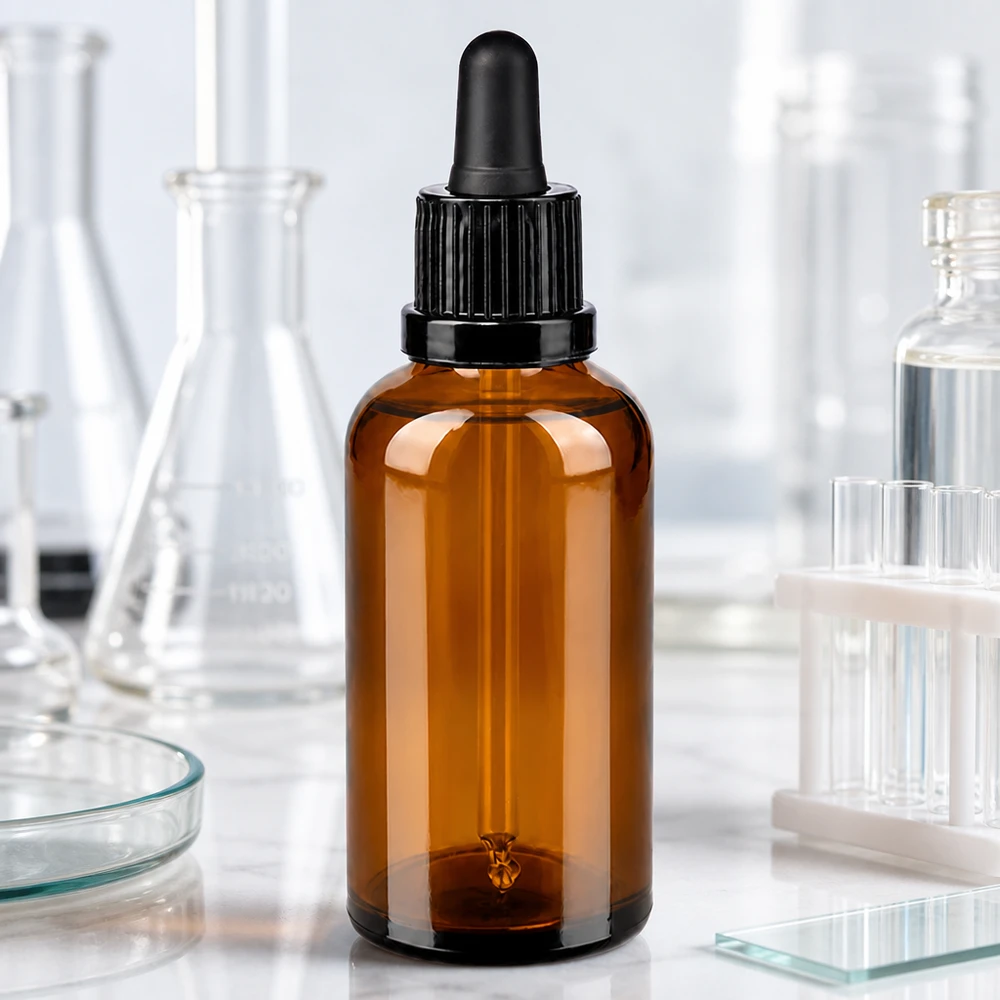 Flacon à pipette 50ml noir OV BrownLine UT18/50 Flacon compact en verre brun de 50ml avec pipette OV BrownLine UT18/50 pour les applications de laboratoire