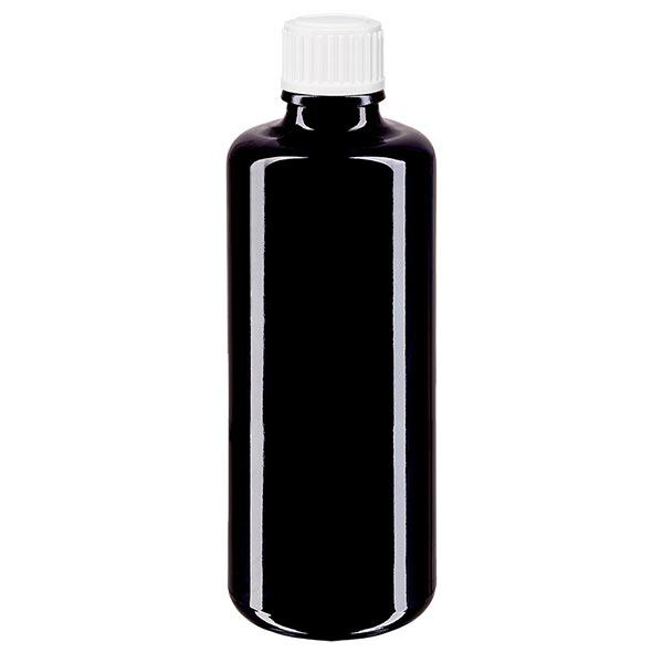 Bouteille de pharmacie viol. 100ml gouttes blanc 0.8mm pc Bouteille de pharmacie viol. 100ml gouttes blanc 0.8mm pc